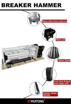 Huitong Silence/Box Tipi Hidrolik Çekiç 1800 KG 18-26 Tonluk Kazı makineleri için, OEM CE Sertifikası Mümkün