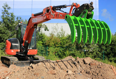 6 10 20 Ton Mini Ekskavatör Yaprak Rake Kovası Kök Rake Grabber Ex200 ZX210 Ekskavatörü için